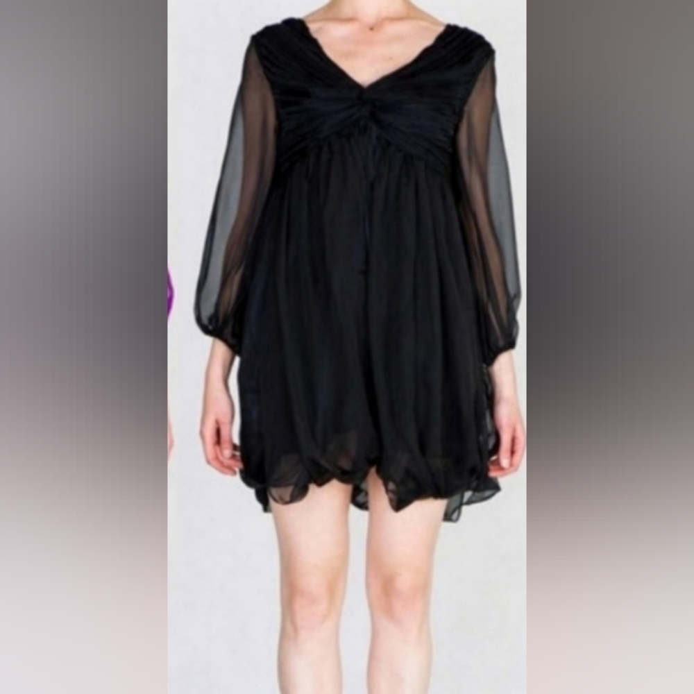 Bubble Hem Chiffon Cocktail Dress 90s Y2K Style Goth Grunge